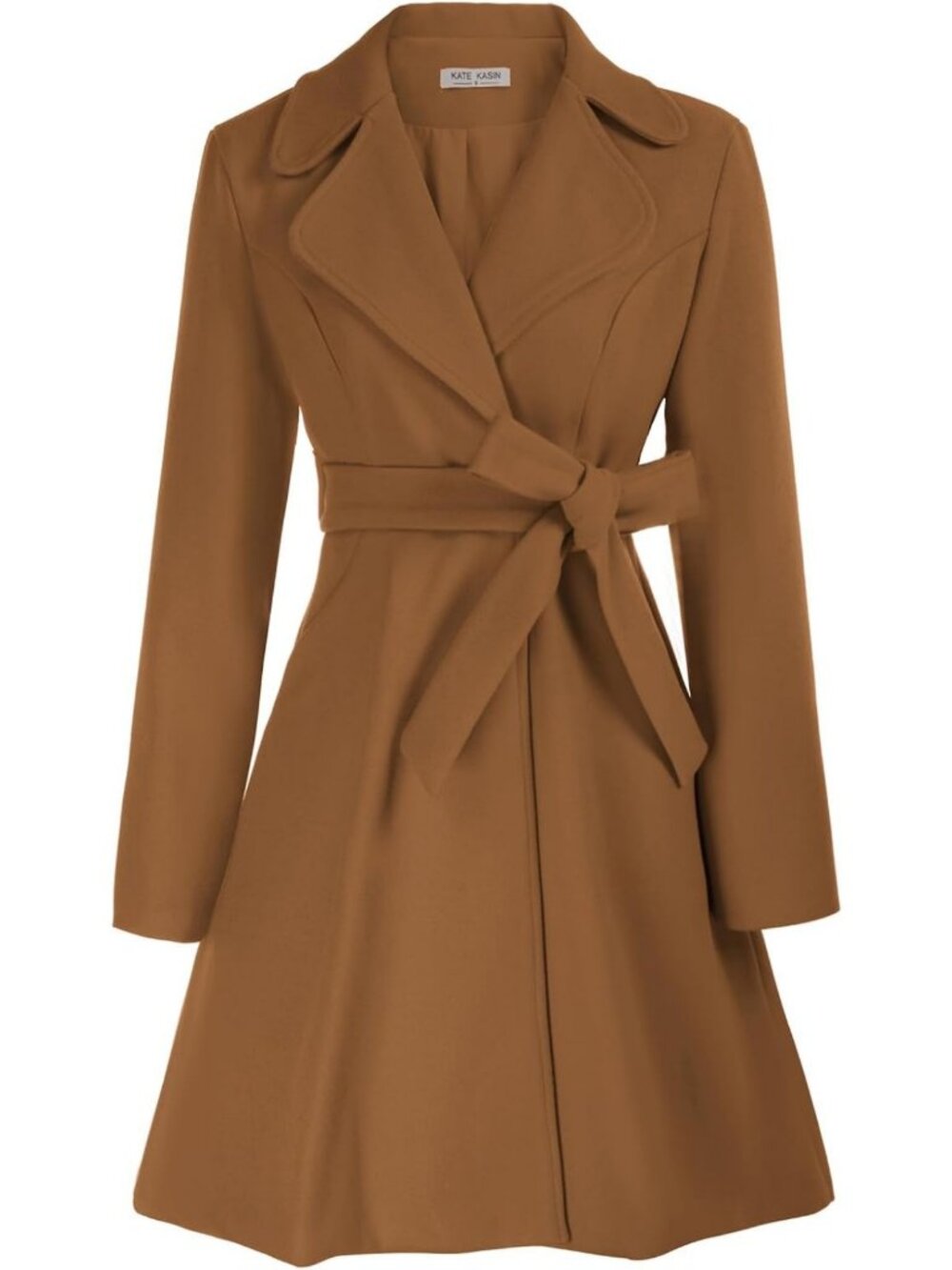 Chic A-Line Peacoat Dress Coat with Belted Notch Lapel for Fall & Winter